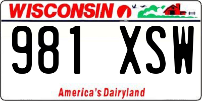 WI license plate 981XSW