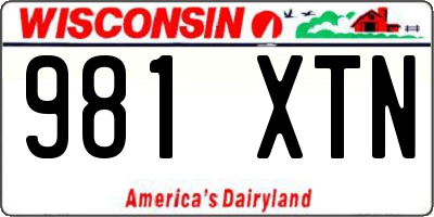 WI license plate 981XTN
