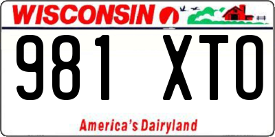 WI license plate 981XTO