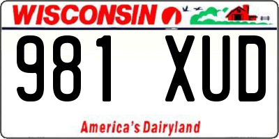 WI license plate 981XUD