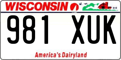 WI license plate 981XUK