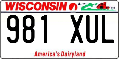 WI license plate 981XUL