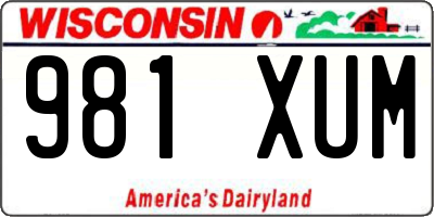 WI license plate 981XUM