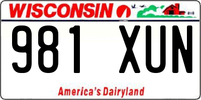WI license plate 981XUN