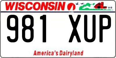 WI license plate 981XUP