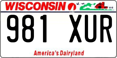 WI license plate 981XUR
