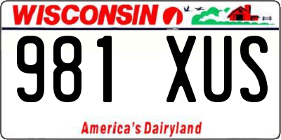 WI license plate 981XUS