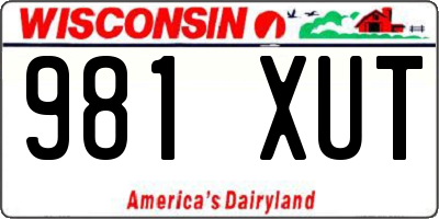 WI license plate 981XUT