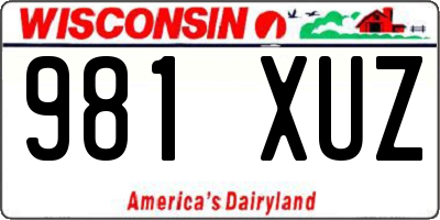 WI license plate 981XUZ