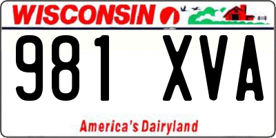 WI license plate 981XVA