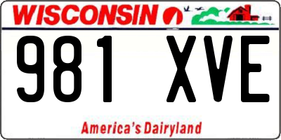 WI license plate 981XVE