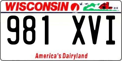 WI license plate 981XVI