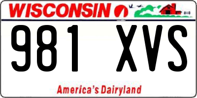 WI license plate 981XVS