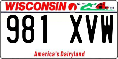 WI license plate 981XVW