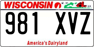 WI license plate 981XVZ