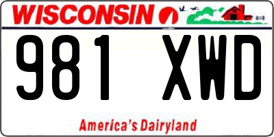 WI license plate 981XWD