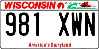 WI license plate 981XWN