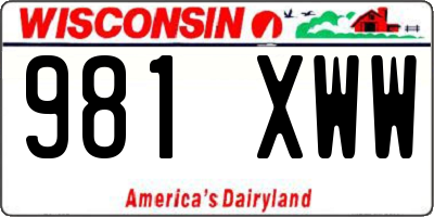 WI license plate 981XWW
