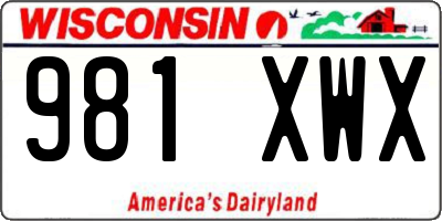 WI license plate 981XWX