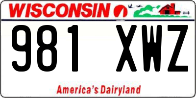 WI license plate 981XWZ