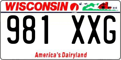 WI license plate 981XXG