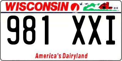 WI license plate 981XXI