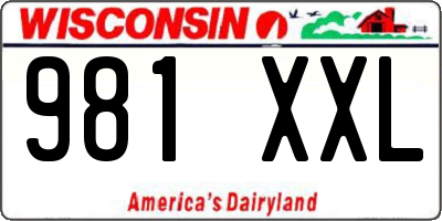WI license plate 981XXL