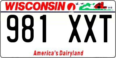 WI license plate 981XXT