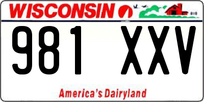 WI license plate 981XXV