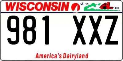 WI license plate 981XXZ