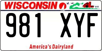 WI license plate 981XYF