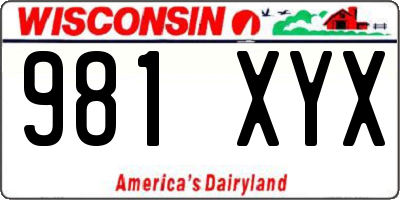 WI license plate 981XYX