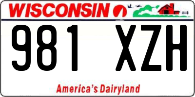 WI license plate 981XZH