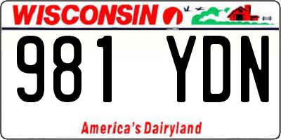WI license plate 981YDN