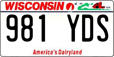 WI license plate 981YDS