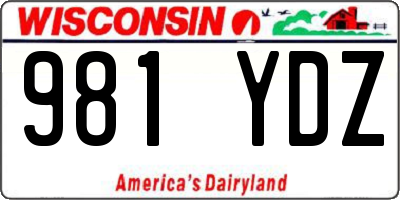 WI license plate 981YDZ