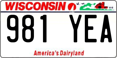 WI license plate 981YEA