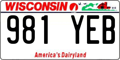 WI license plate 981YEB