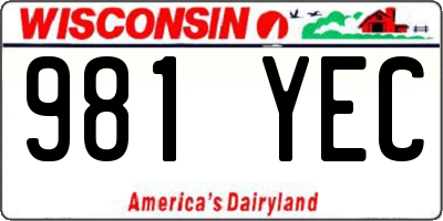 WI license plate 981YEC