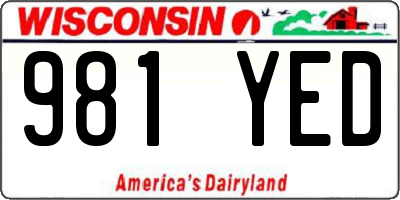 WI license plate 981YED