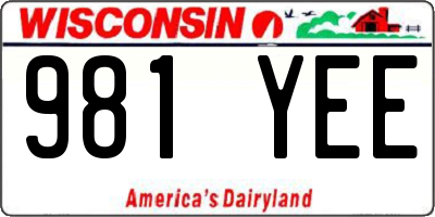 WI license plate 981YEE