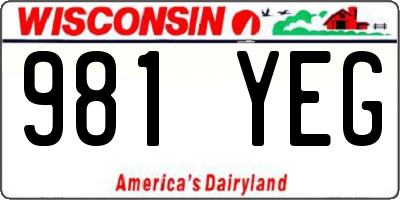 WI license plate 981YEG