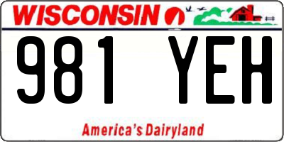 WI license plate 981YEH