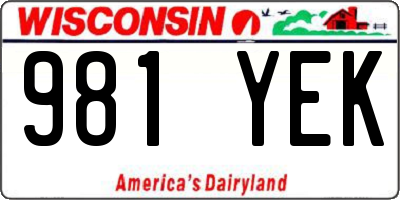 WI license plate 981YEK