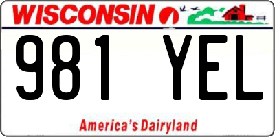 WI license plate 981YEL