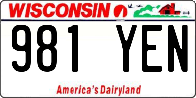 WI license plate 981YEN