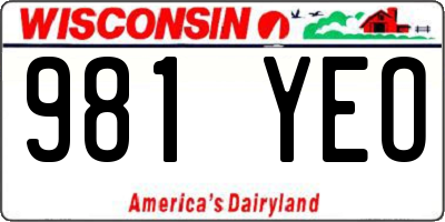 WI license plate 981YEO