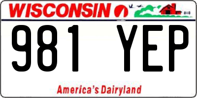 WI license plate 981YEP