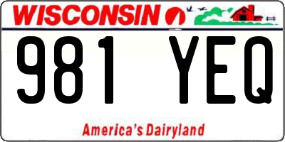 WI license plate 981YEQ
