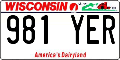 WI license plate 981YER